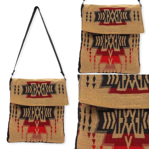 Flap Top Shoulder Bag - Southwest Style - Ethnic Inspired Design - Lightweight - Picture 2 of 9